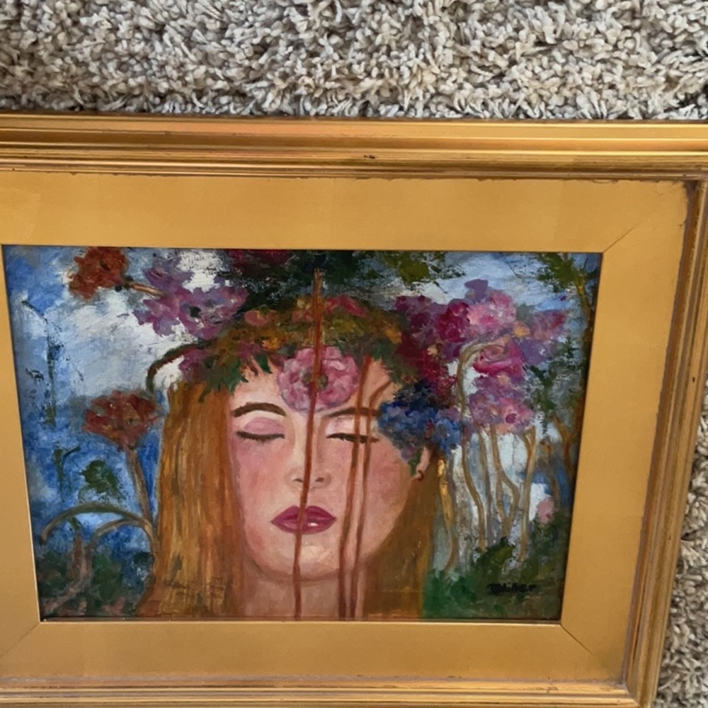 Gold Framed Floral oil painting